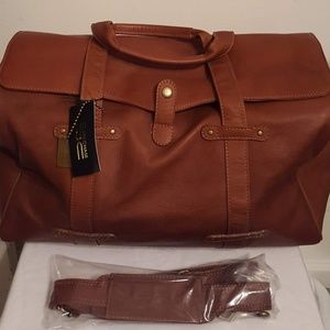 Claire Chase Brown Top Grain Leather Duffle Bag